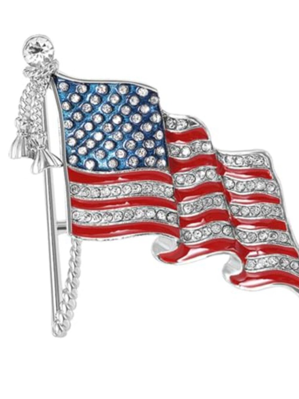 USA Flag Brooch Pin for Women Fashion Crystal 4th of July